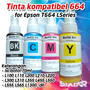 TINTA EPSON T664 664 L-SERIES L100 L110 L120 L130 L200 L210 L220 L300 L310 L355 L360 L365 L455 L550 L555 L565 L1300 Refill Ink Kompatibel Pengganti Original Ori